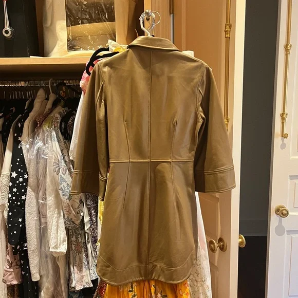 Ganni Tan Leather Mini Dress - Picture 5 of 6
